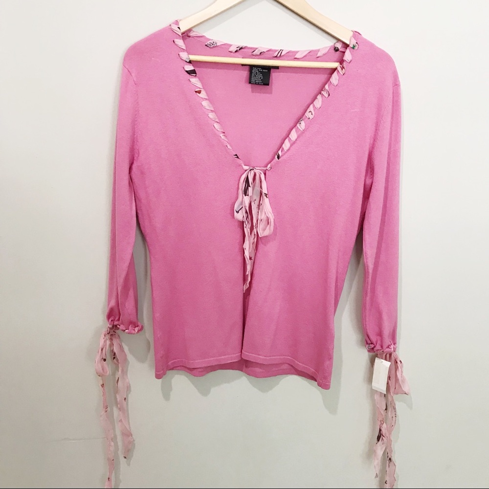 NICKNITS BY NICOLE MILLER Pink Ribbon Cardigan